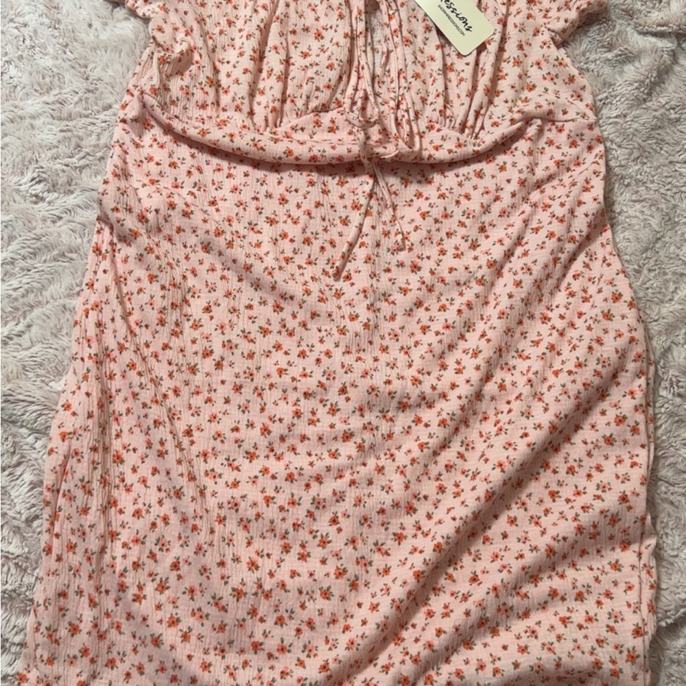 Impressions Pink Ruched Sundress Sleeveless Casual